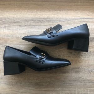 Mango heeled black loafers